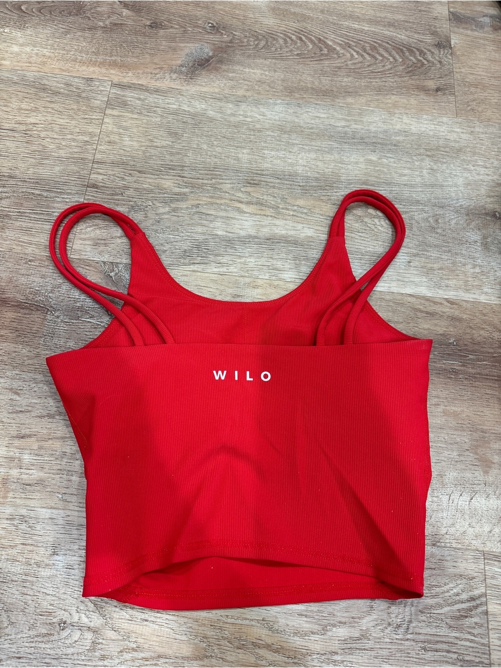 WILO Women's Red Ribbed Double-Strap Crop Top
